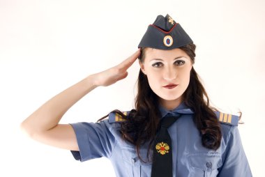 Young attractive woman-policeman clipart