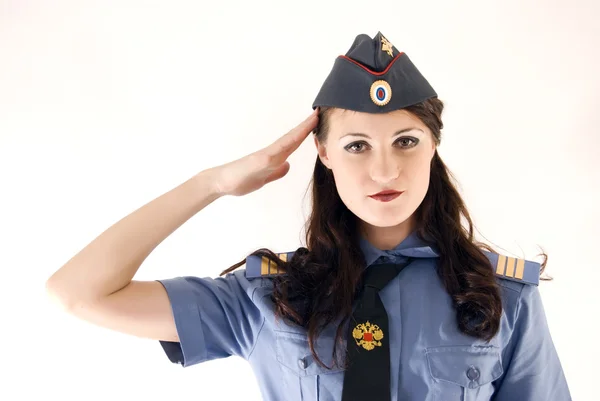Young attractive woman-policeman — Stock Photo, Image