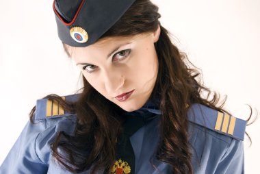 Young attractive woman-policeman clipart