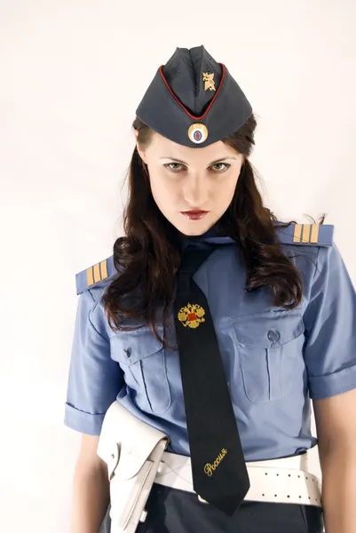 Jovem mulher-policial atraente — Fotografia de Stock