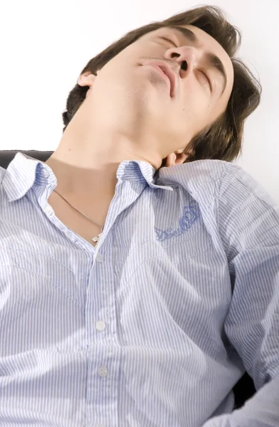 Uomo che dorme sulla poltrona — Foto Stock