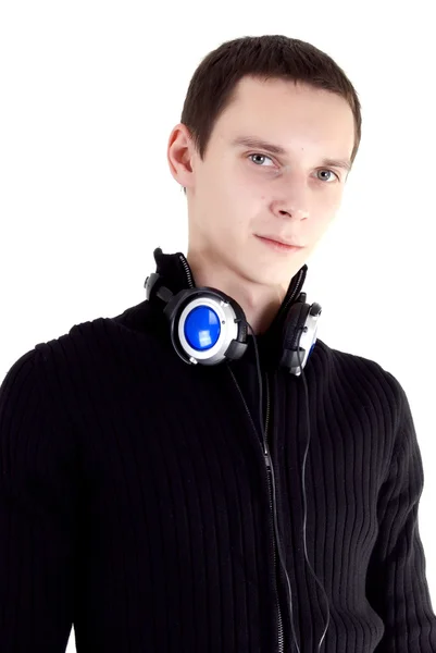 戴耳机的年轻人 — 图库照片