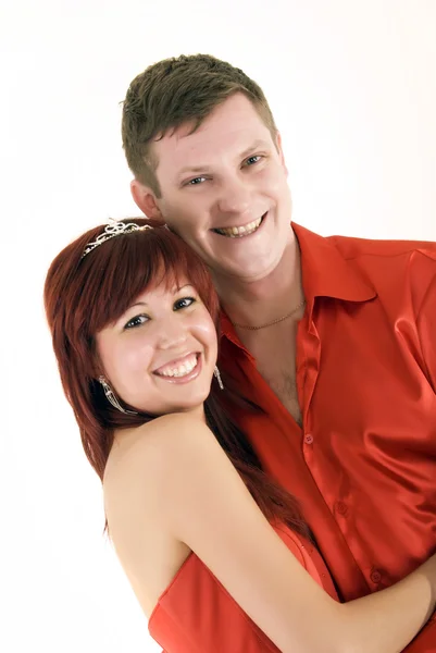 Giovane coppia in rosso — Foto Stock