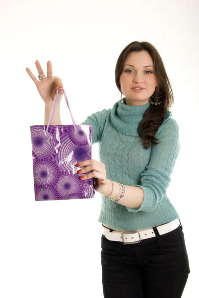 Młoda dziewczyna z torbą na zakupy — Zdjęcie stockowe