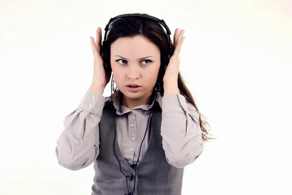 Menina jovem em fones de ouvido — Fotografia de Stock