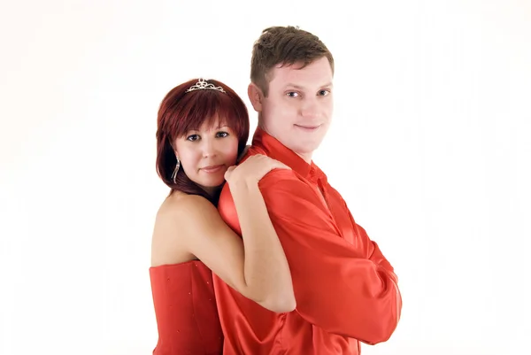 Νεαρό ζευγάρι με κόκκινο χρώμα — Φωτογραφία Αρχείου