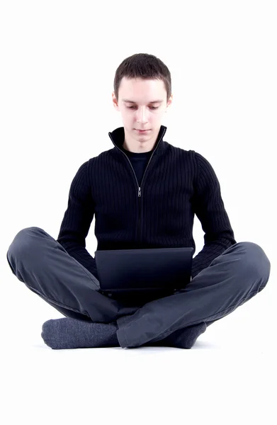 Man Working Laptop Isolated White — Stock Photo, Image