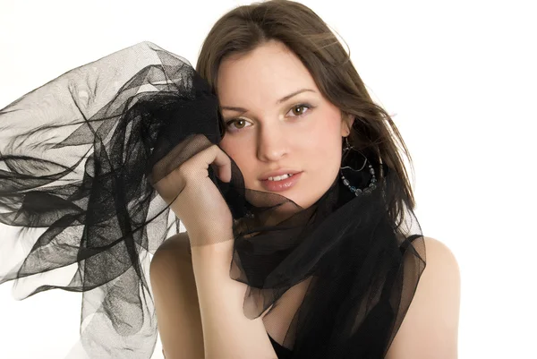 Portrét Mladé Krásné Černovlásky — Stock fotografie