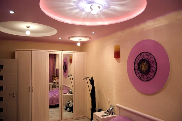 Kamar tidur merah muda — Stok Foto