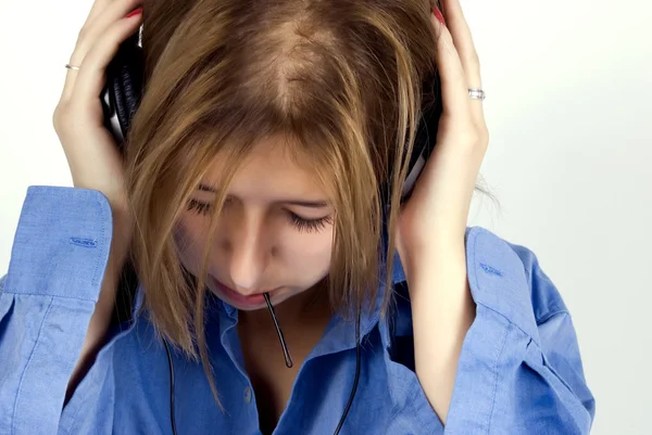 Young girl in headphones — Stock Photo, Image