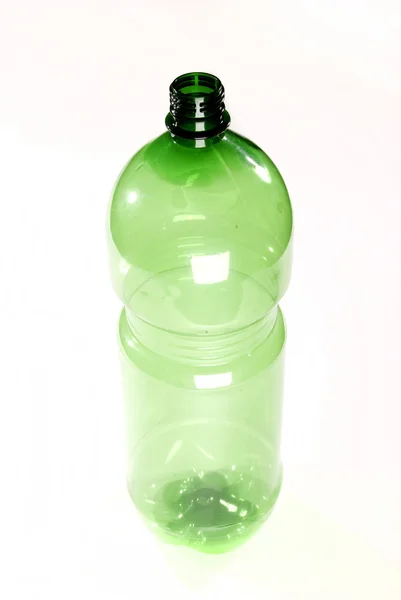 Green Plastic Bottle Isolated White Background — Stock Photo, Image