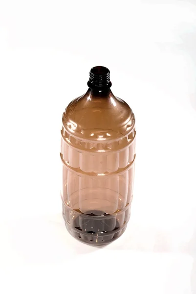 Braune Plastikflasche Isoliert Auf Weißem Hintergrund — Stockfoto