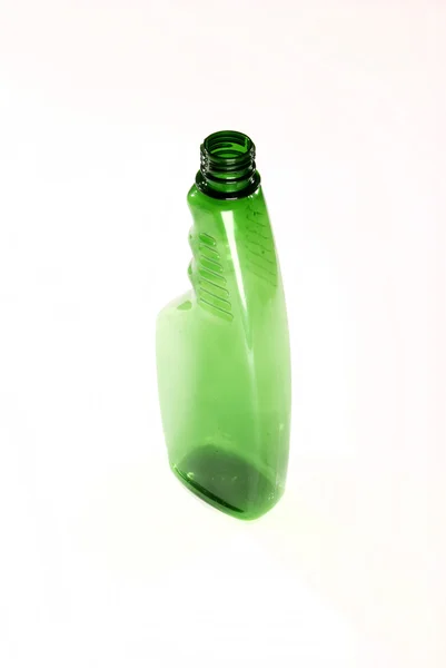 Зелена Пластикова Пляшка Ізольована Білому Тлі — стокове фото