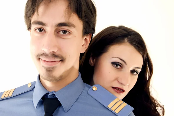 Полицейский и молодая девушка — стоковое фото