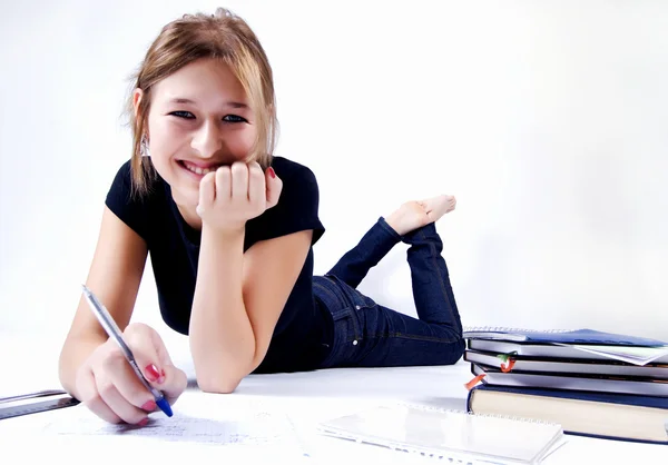 勉強の時間を過ごすの女の子 ロイヤリティフリーのストック画像
