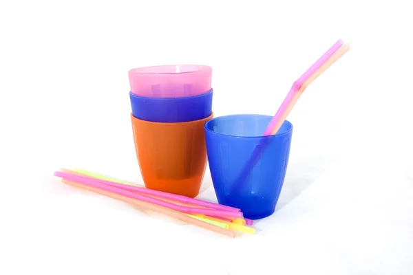 彩色的杯子和吸管 — 图库照片