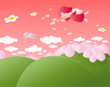 Flying cute angels clipart