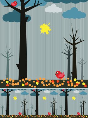 Rainy autumn landscape clipart