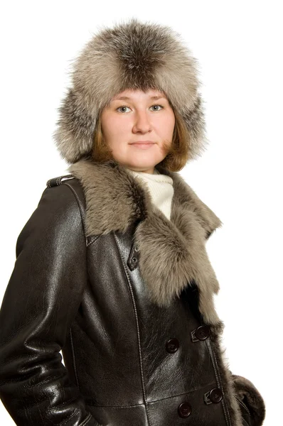 Donna attraente in abiti invernali — Foto Stock