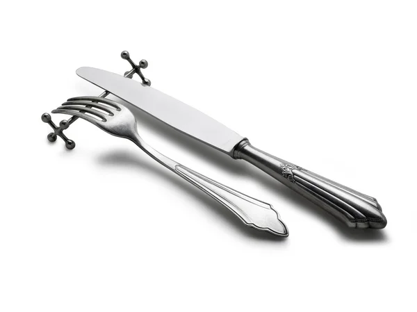 Gamla gaffel och kniv (urklippsbana) — Stockfoto