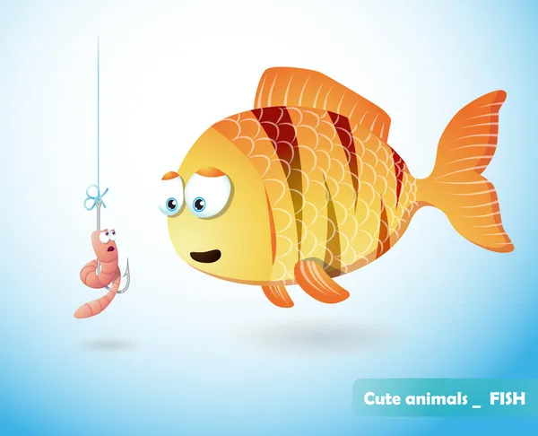かわいい魚やワーム — ストックベクタ