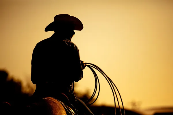 Rodeo silueta de vaquero — Foto de Stock