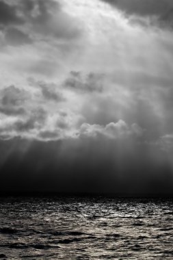 Dark moody ocean landscape clipart