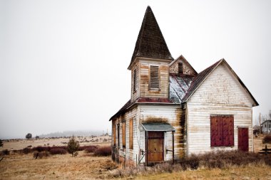 Abandoned rural church clipart
