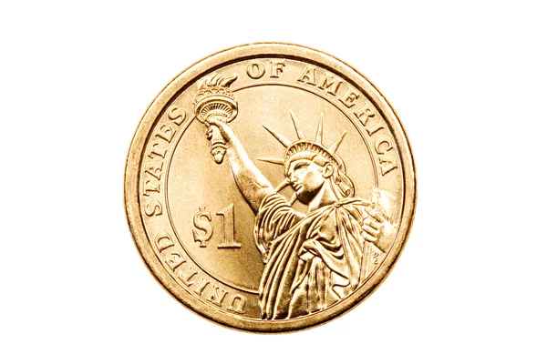 Dolar moneta na białym tle — Zdjęcie stockowe