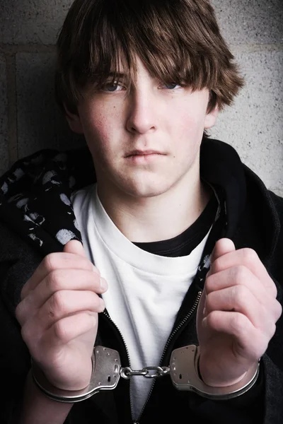 Handcuffed teen portrait — Stock Photo, Image