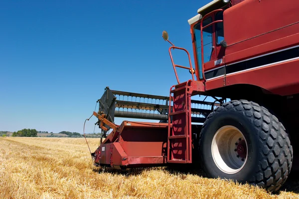 Combineren harvester op veld — Stockfoto