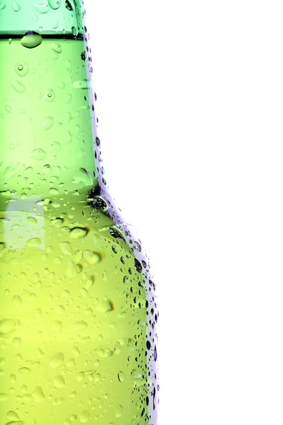 Piwo butelka zbliżenie na białym tle Obrazy Stockowe bez tantiem