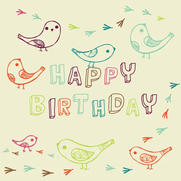 Kartka urodzinowa z ptaków — Wektor stockowy