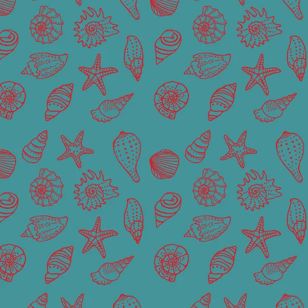 Coquilles de mer motif sans couture — Image vectorielle