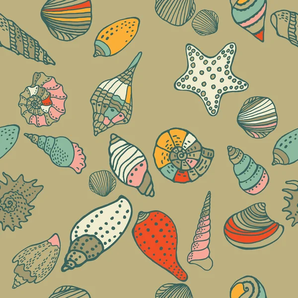 貝のシームレスなパターン — ストックベクタ