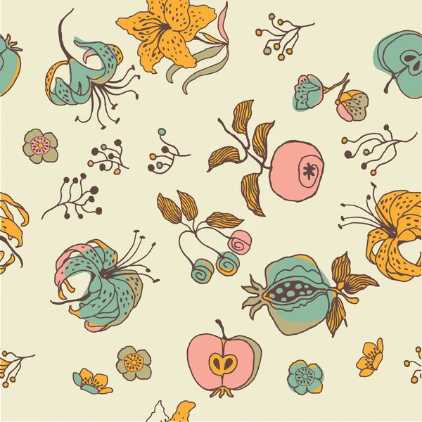 花のシームレスなパターン — ストックベクタ