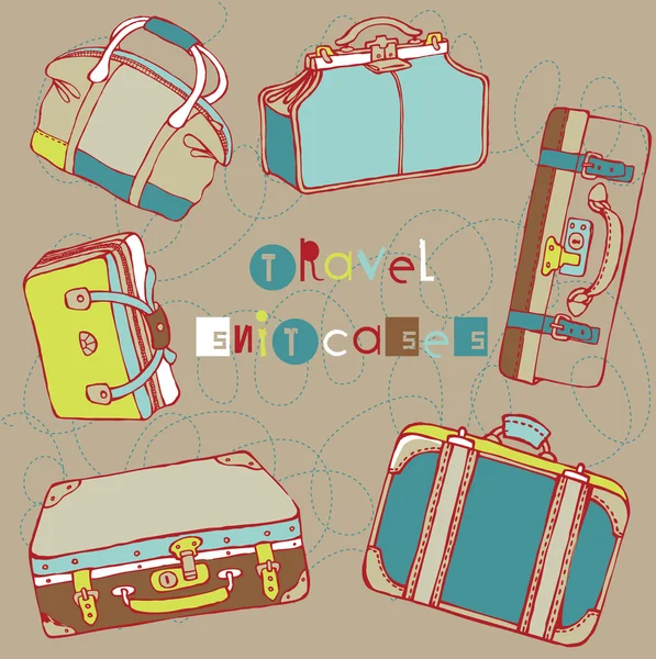 Suitcases with a bird — Stock Vector