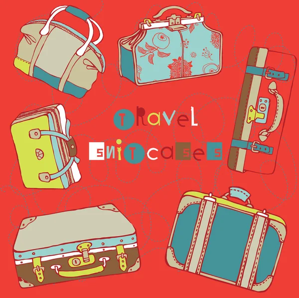 Suitcases with a bird — Stock Vector