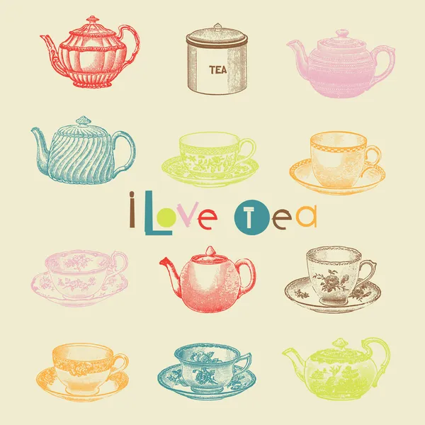 Tea Time Set Vektor Grafikák