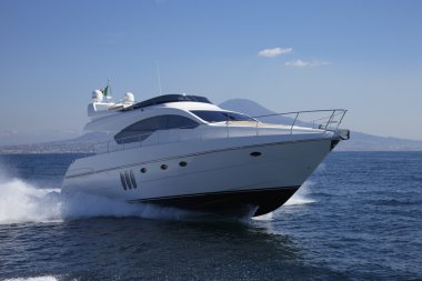 Italy, Naples bay, luxury yacht clipart