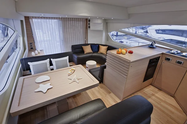 Italy, sicily, Naples, luxury yacht, dinette, Abacus 52' — 图库照片