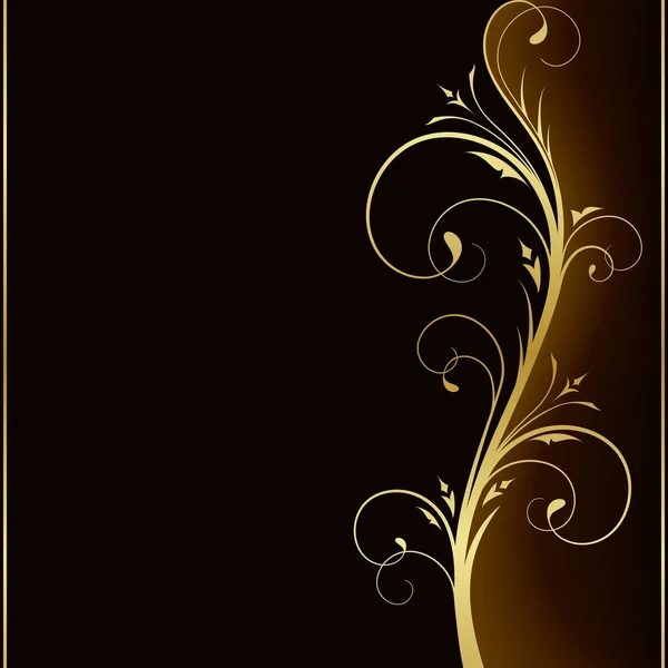 Elegante fondo oscuro con elementos dorados de diseño floral — Vector de stock