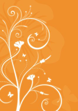 Floral orange background with swirls clipart