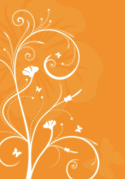Floral oranje achtergrond met wervelingen — Stockvector