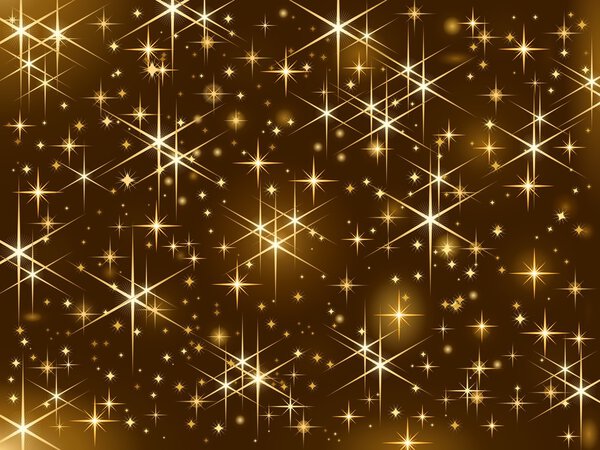 Shiny golden stars, Christmas sparkle, starry sky