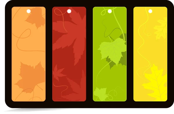 Conjunto de 4 banners de otoño de colores brillantes, etiquetas de ventas — Vector de stock