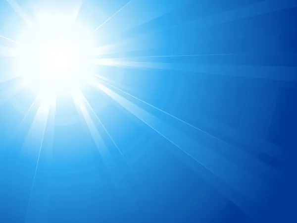 Błękitne niebo z jaskrawe słońce, światło, słońce wybuch Ilustracja Stockowa
