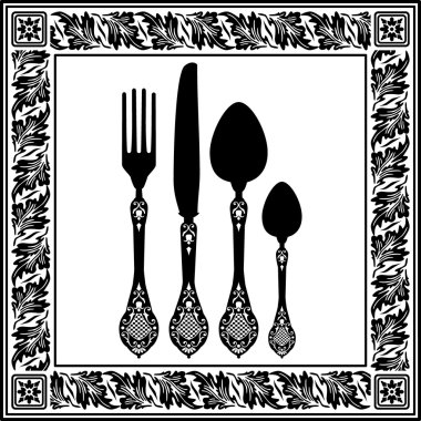 Menu card design with cutlery clipart