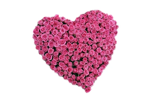 在爱和 valenties 一天的心形状的红色和粉色玫瑰 — 图库照片