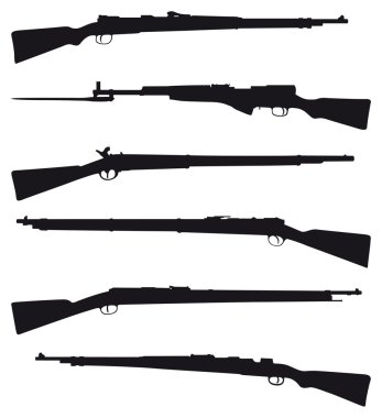Six old shotguns clipart